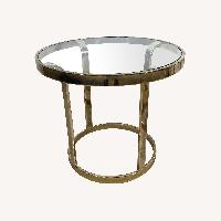 Vintage Brass and Glass Side Tables– Pair