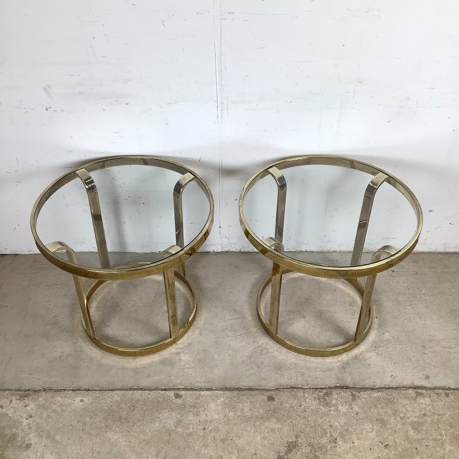 Vintage Brass and Glass Side Tables– Pair - image-3