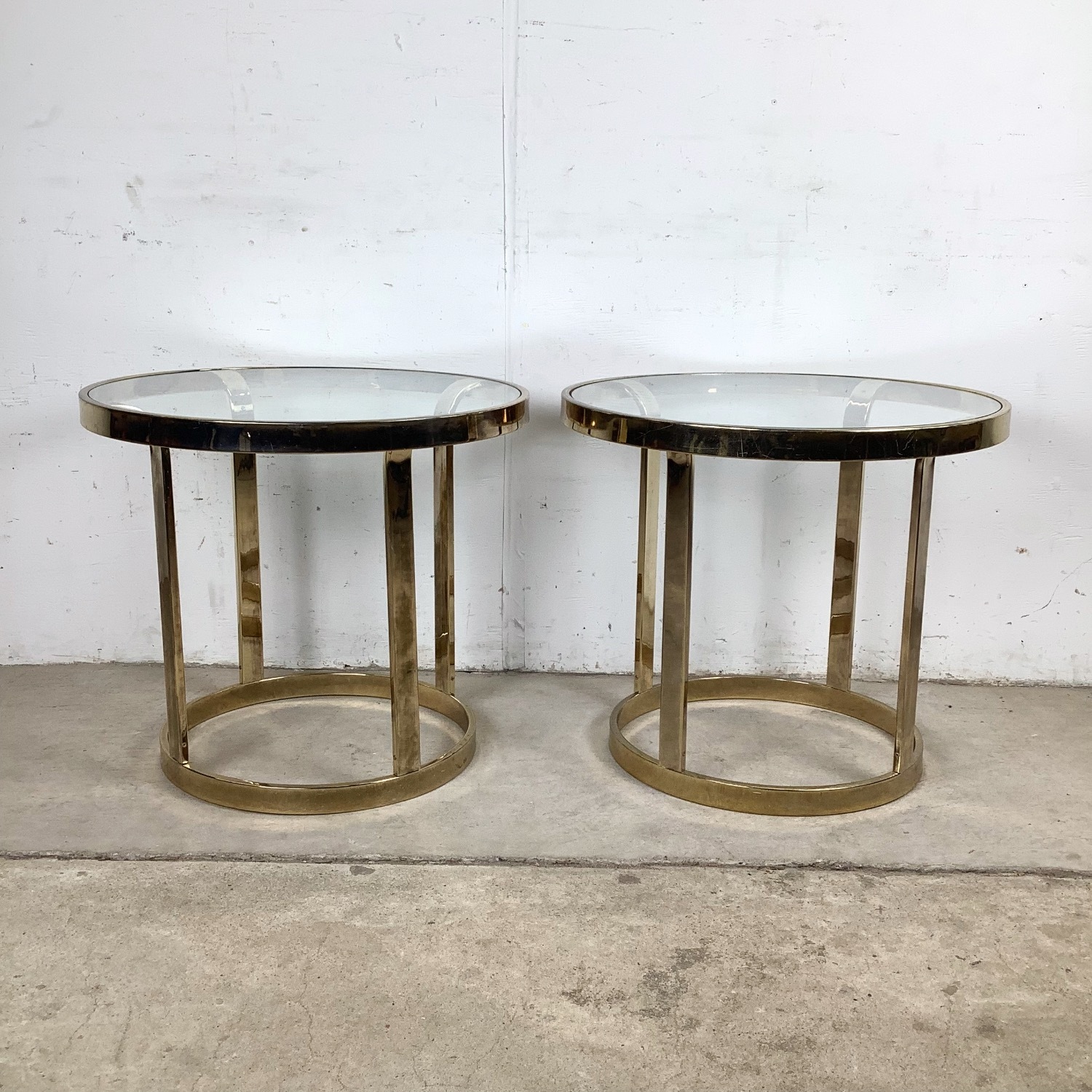 Vintage Brass and Glass Side Tables– Pair - image-1