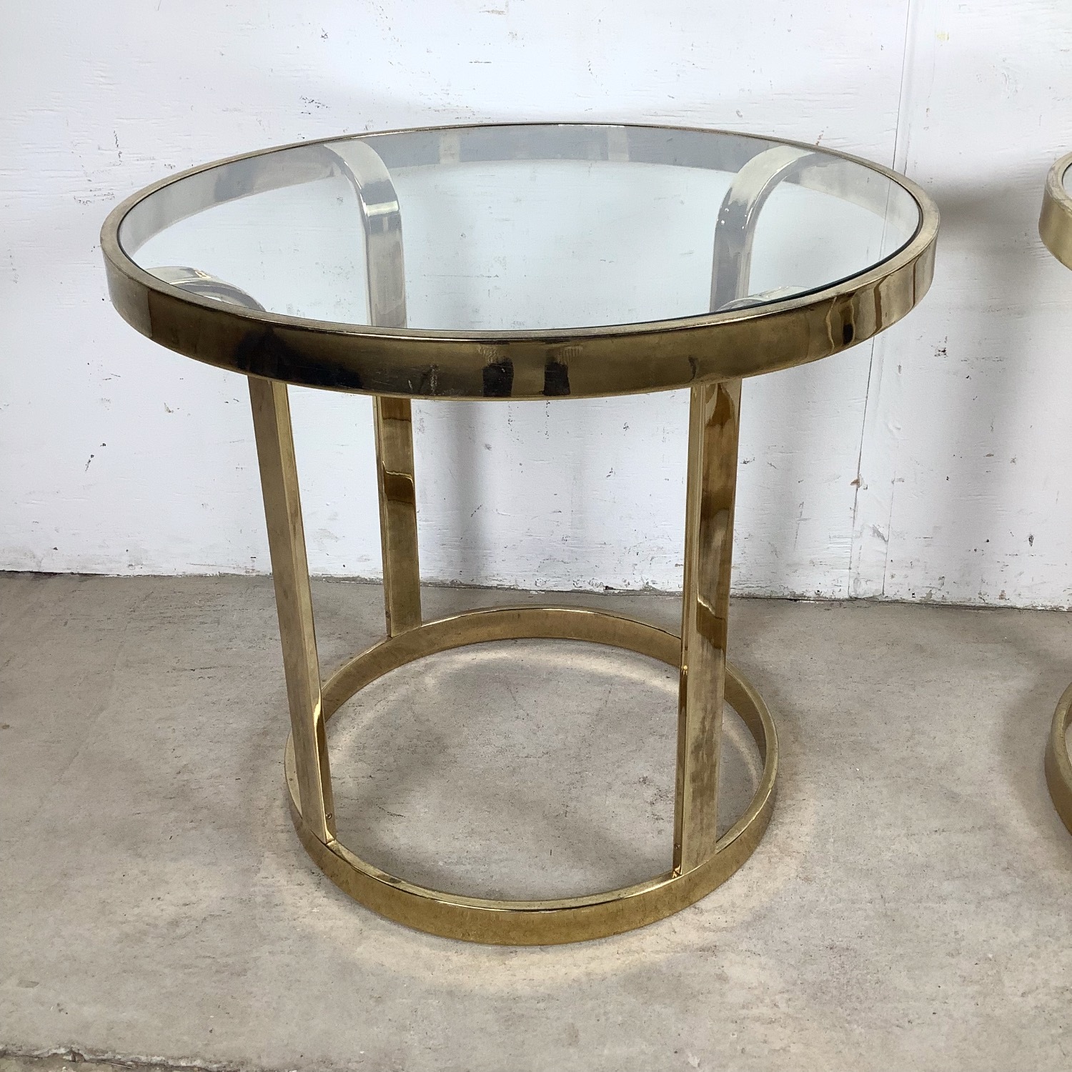 Vintage Brass and Glass Side Tables– Pair - image-4