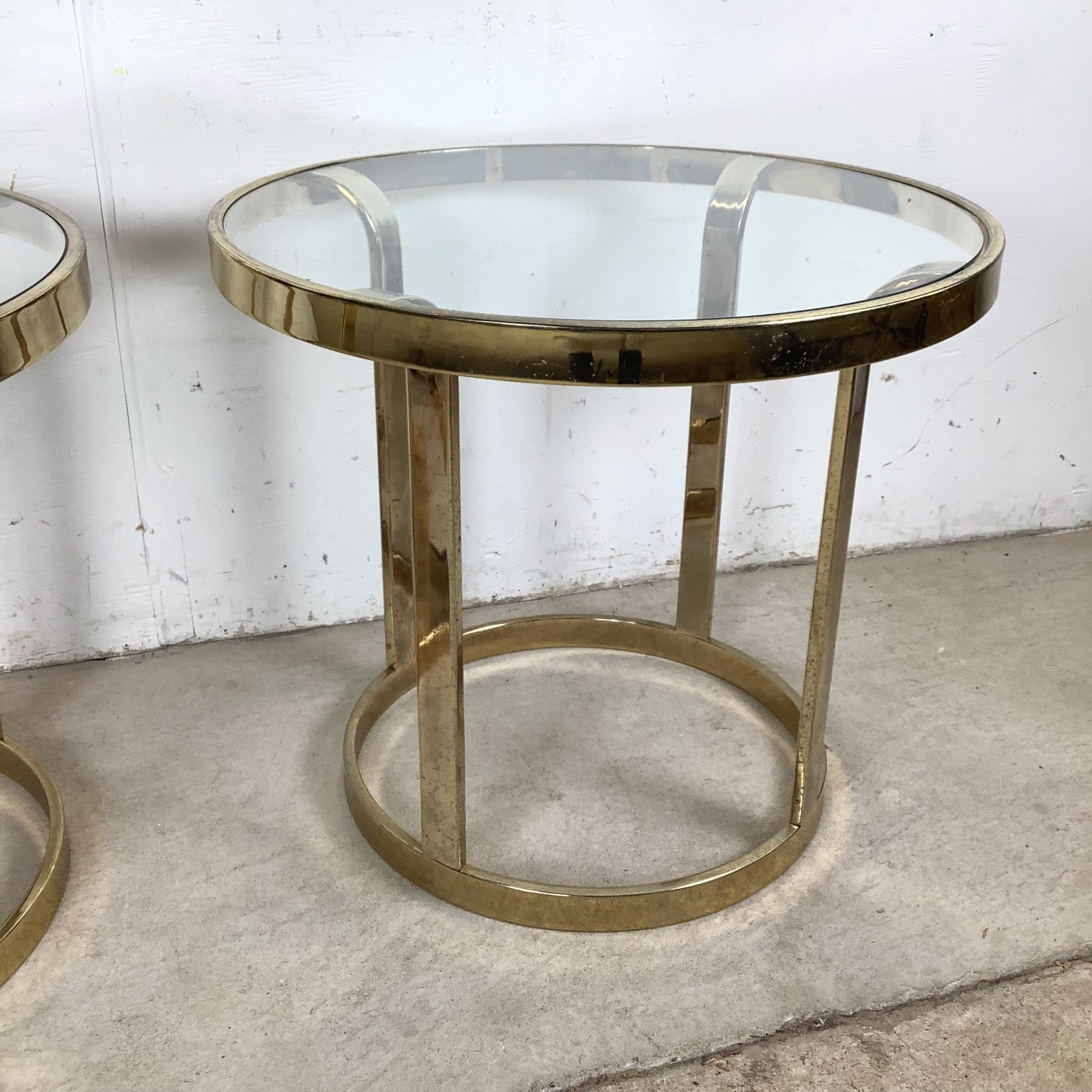 Vintage Brass and Glass Side Tables– Pair - image-5