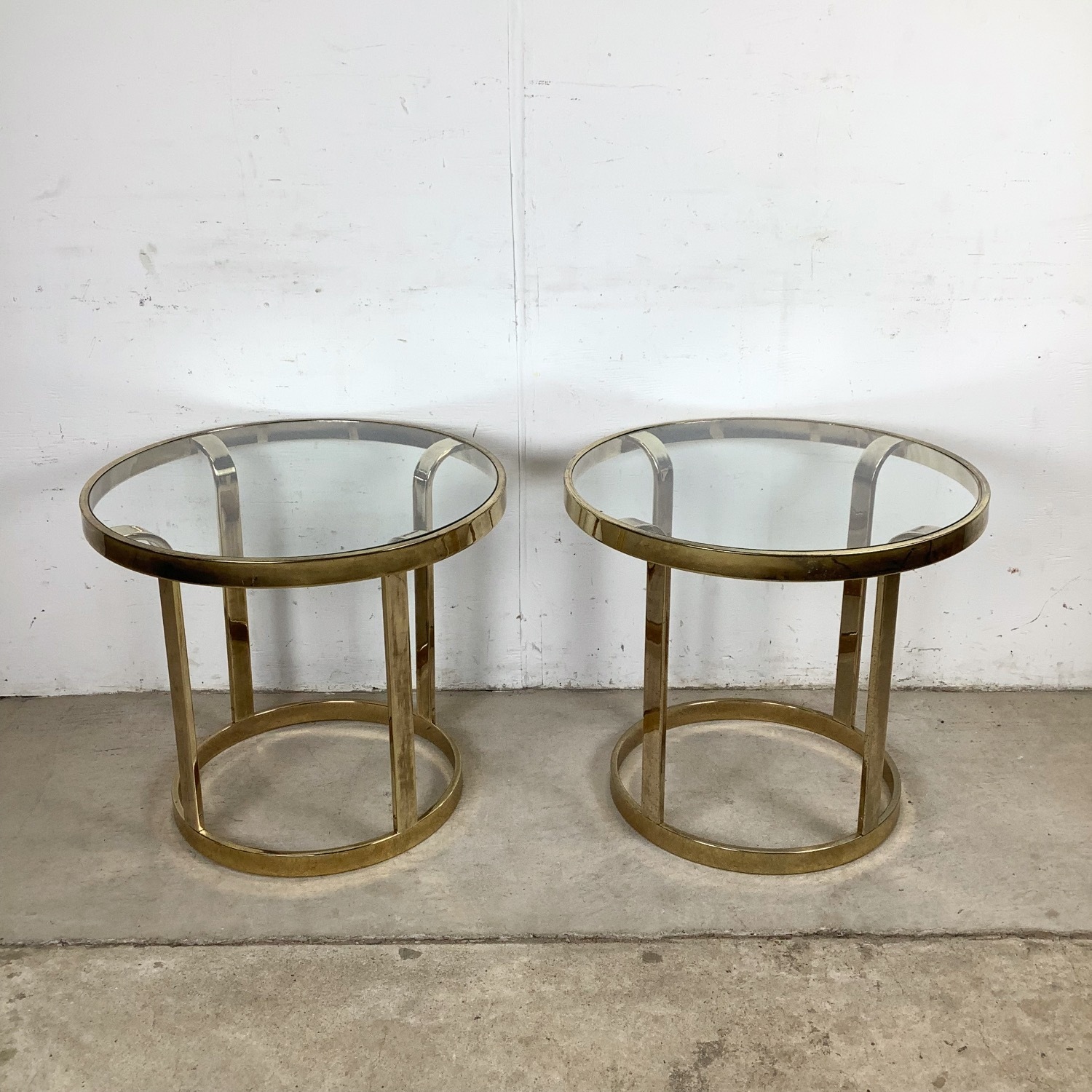 Vintage Brass and Glass Side Tables– Pair - image-9