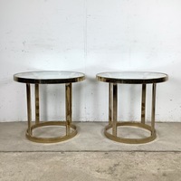 Vintage Brass and Glass Side Tables– Pair