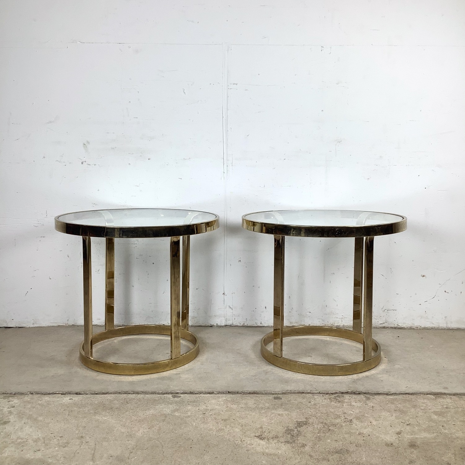 Vintage Brass and Glass Side Tables– Pair - image-8