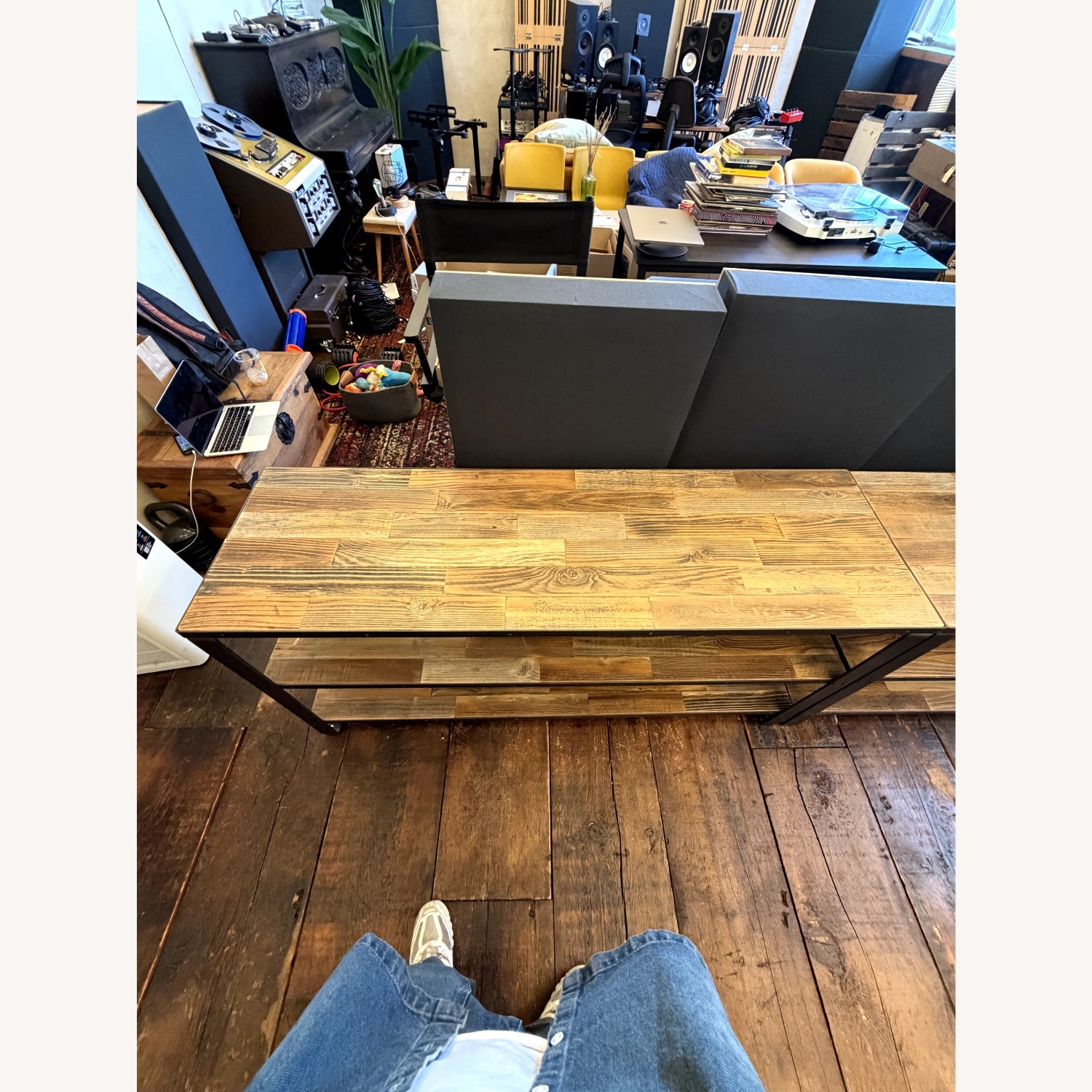 Custom Reclaimed Wood Industrial Console Table  - image-4