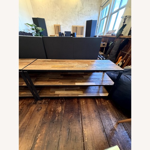Used Custom Reclaimed Wood Industrial Console Table  for sale on AptDeco