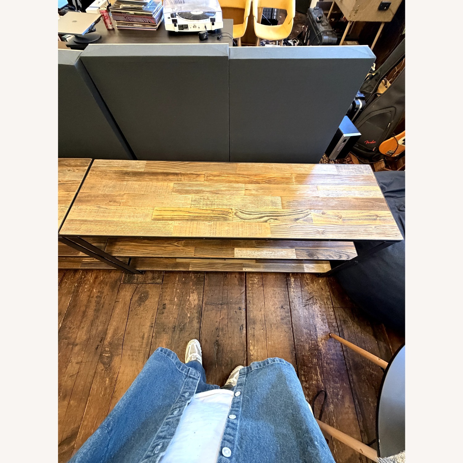 Custom Reclaimed Wood Industrial Console Table  - image-5