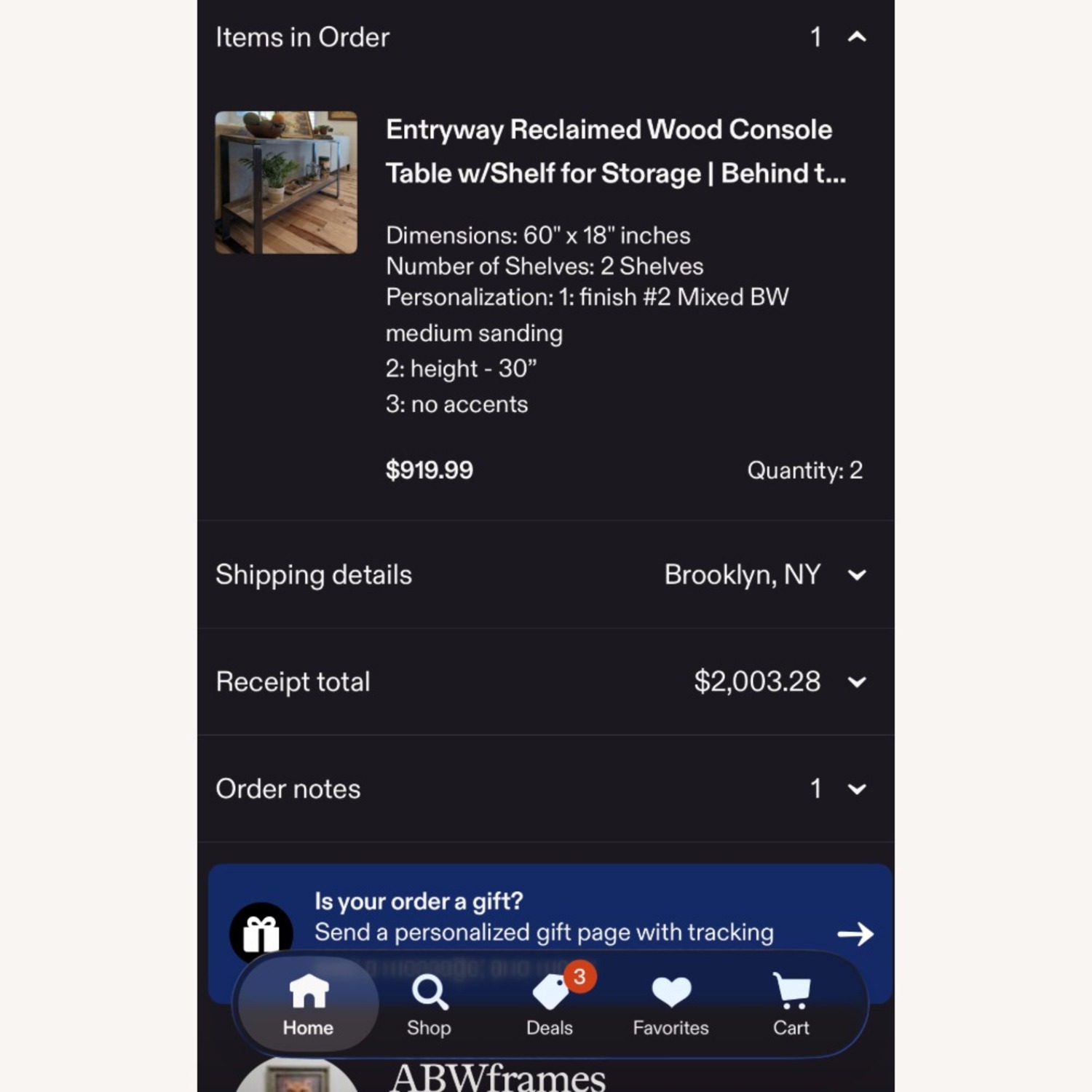 Custom Reclaimed Wood Industrial Console Table  - image-7