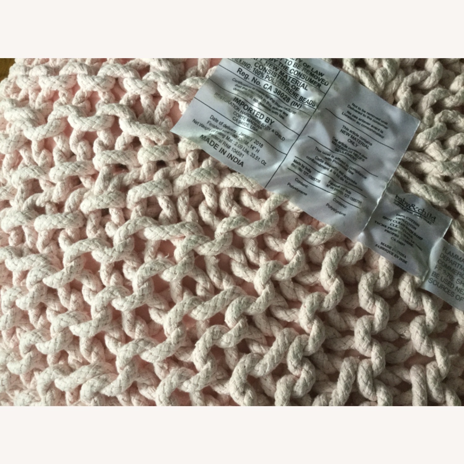 Restoration Hardware Knit Cotton Round Pouf - image-4