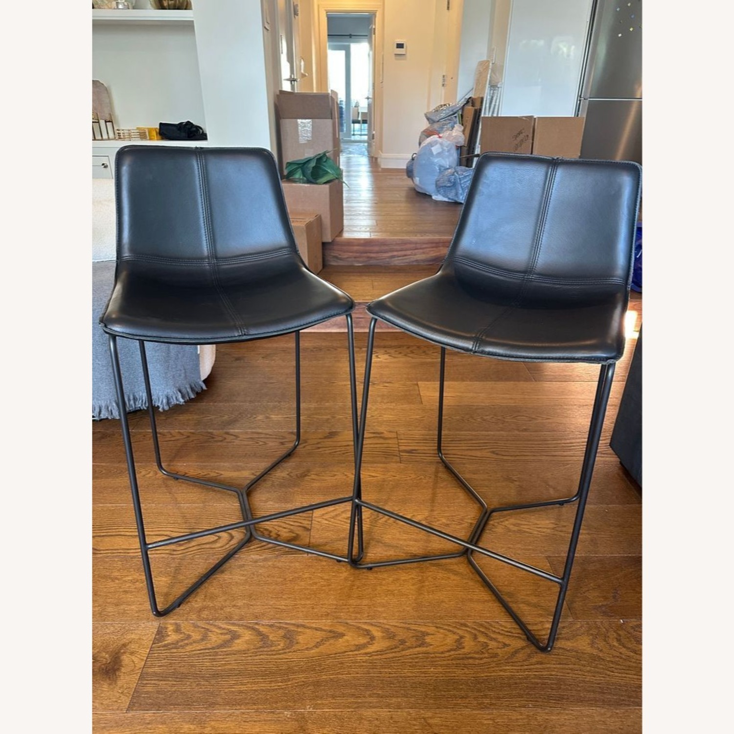 West Elm Slope Leather Bar Stool - image-5