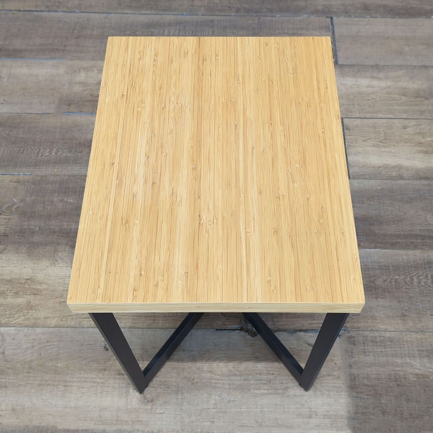 Bamboo Top End Table on a Metal Base - image-3