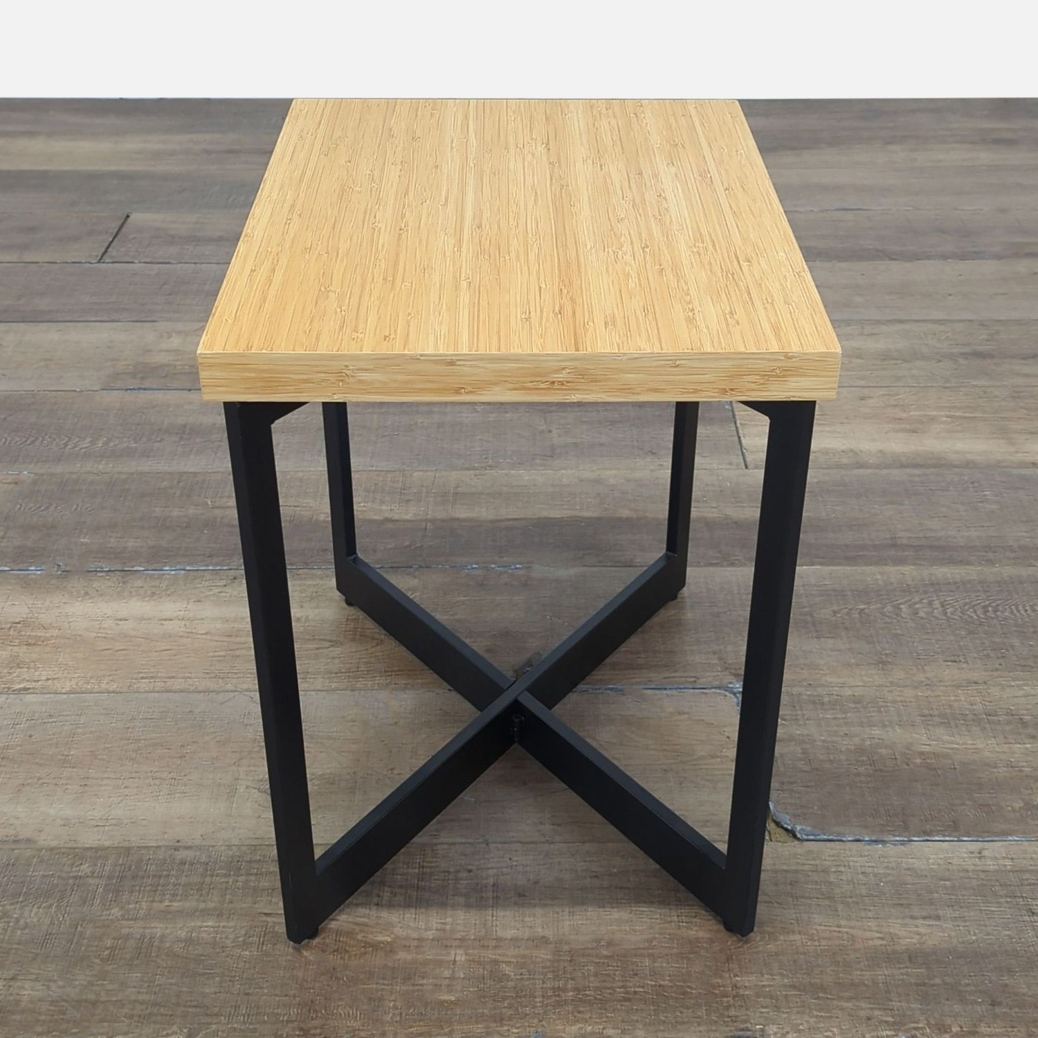 Bamboo Top End Table on a Metal Base - image-2
