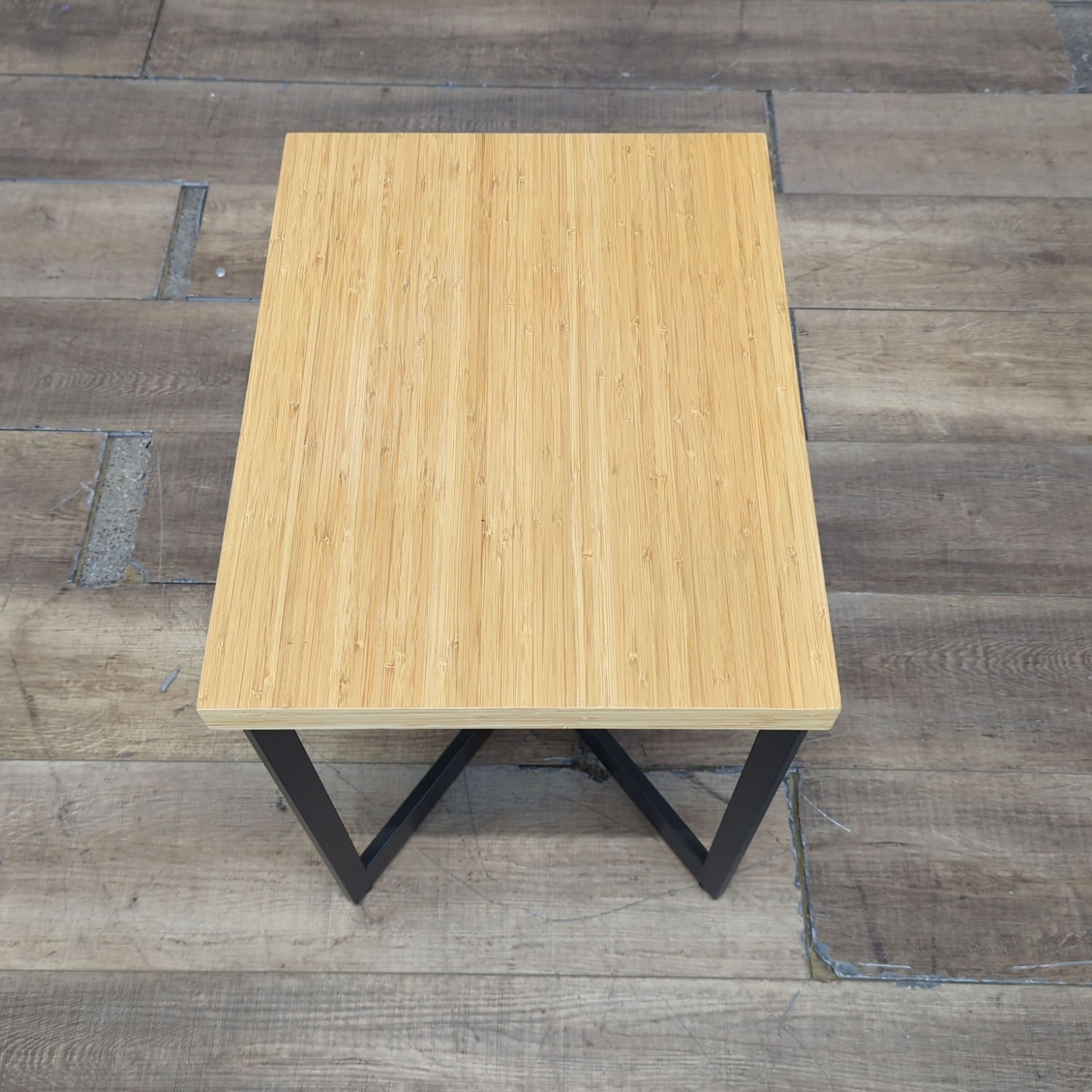 Bamboo Top End Table on a Metal Base - image-4