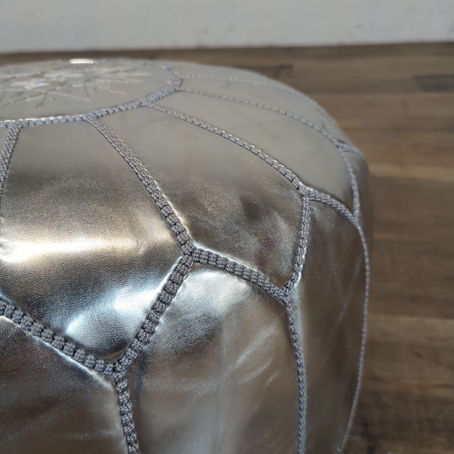 Mistana Cherise Moroccan Leather Pouf - image-4