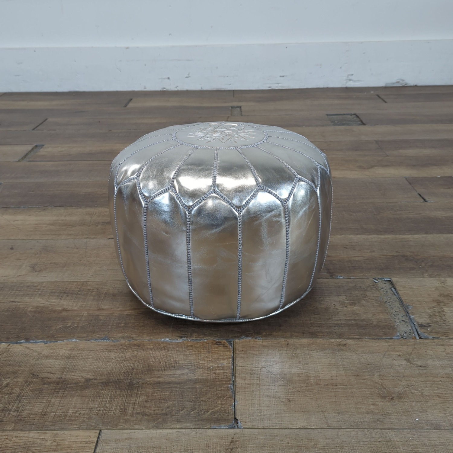 Mistana Cherise Moroccan Leather Pouf - image-3