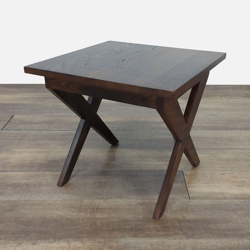 Used Wood End Table with X Legs for sale on AptDeco