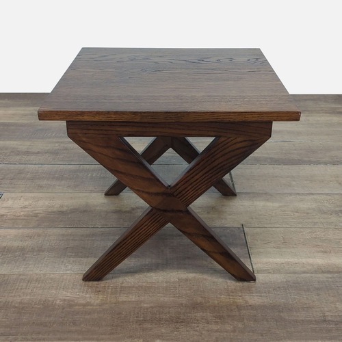 Used Wood End Table with X Legs for sale on AptDeco