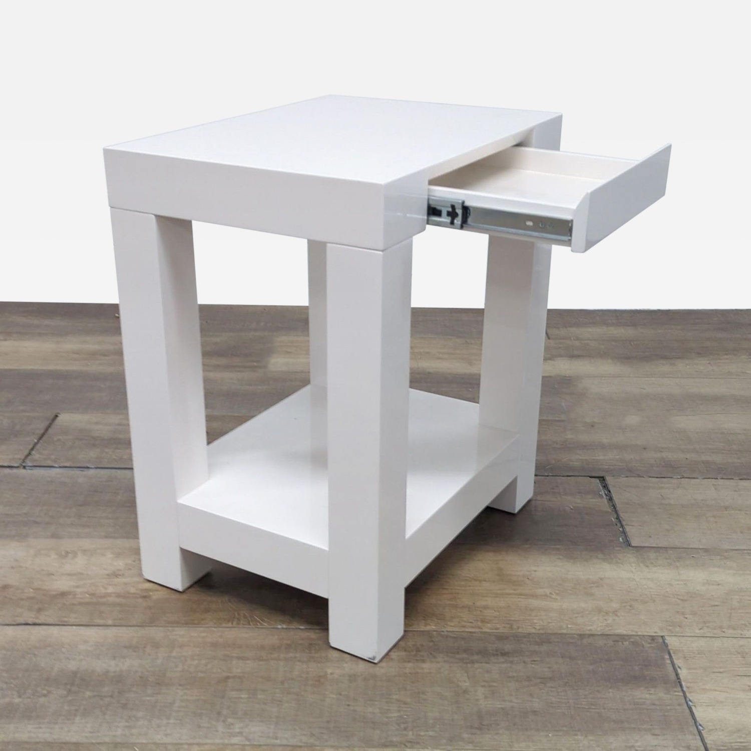 West Elm White Lacquer Parsons Side Table  - image-1