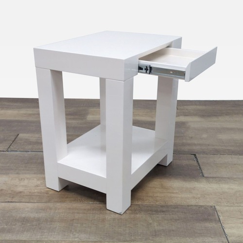 Used West Elm White Lacquer Parsons Side Table  for sale on AptDeco