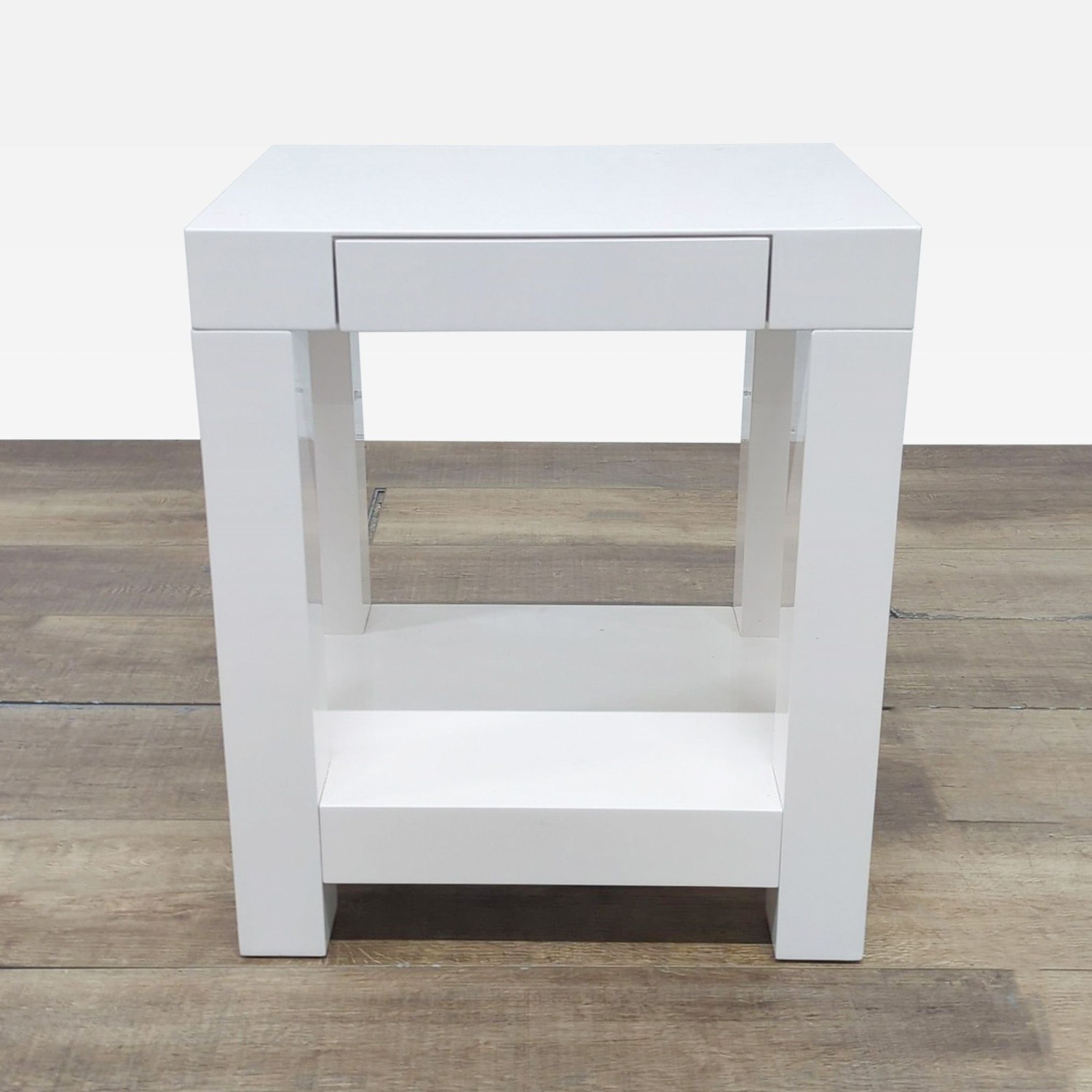 West Elm White Lacquer Parsons Side Table  - image-2