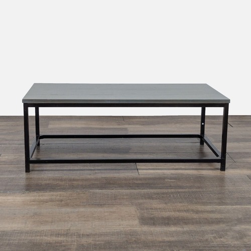 Used Wood Top Coffee Table on Metal Frame	 for sale on AptDeco