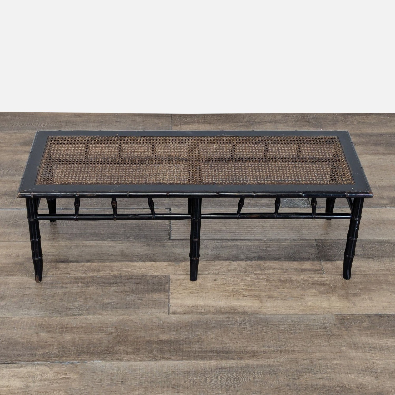 Faux Bamboo and Cane Bench - image-2