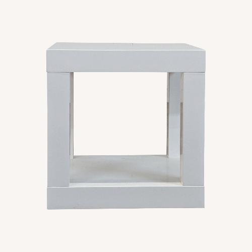 Used West Elm White Lacquer Cube Side Table for sale on AptDeco
