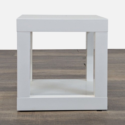 Used West Elm White Lacquer Cube Side Table for sale on AptDeco