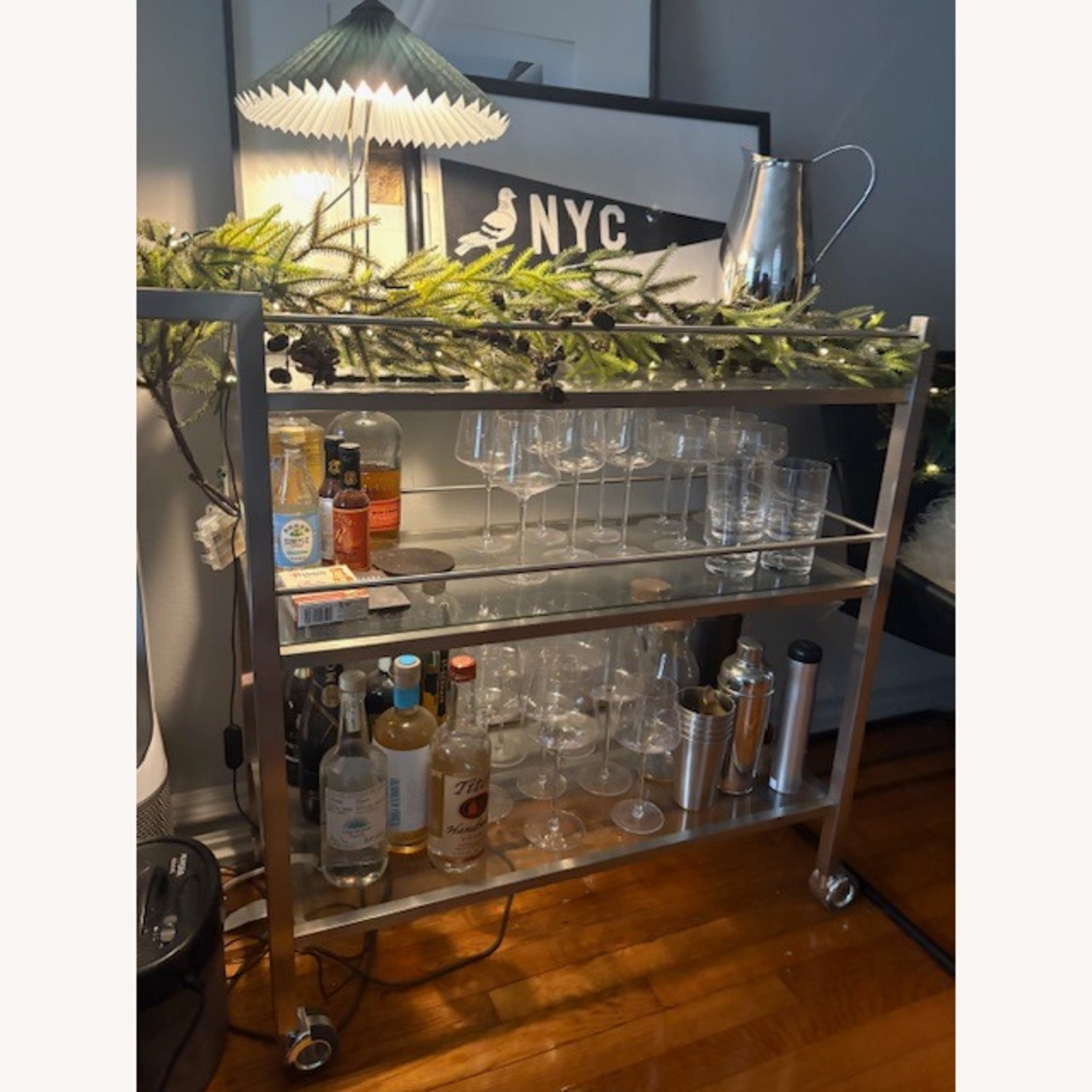 Room & Board Brixton Silver Metal Bar Cart - image-1