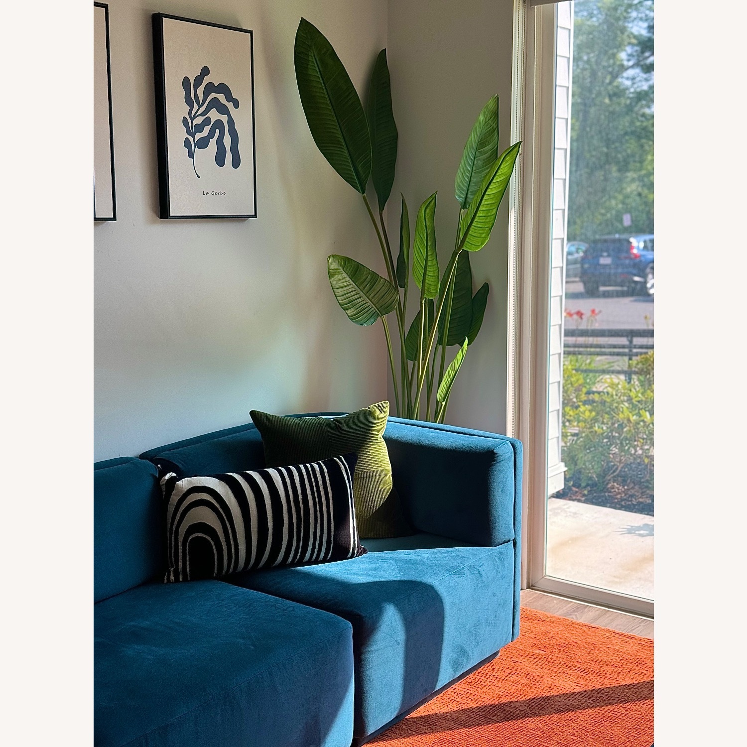 West Elm Arianna Ink Blue Velvet Modular - image-2