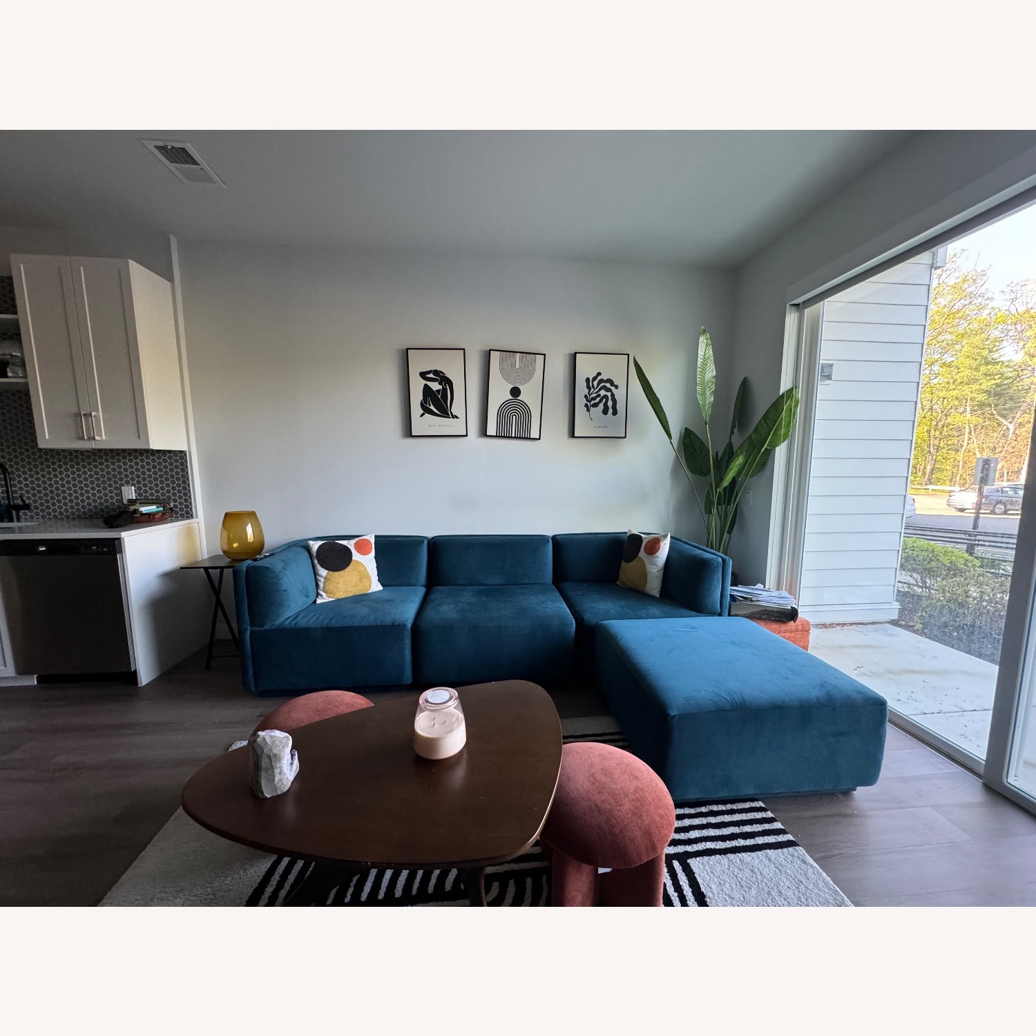 West Elm Arianna Ink Blue Velvet Modular - image-3