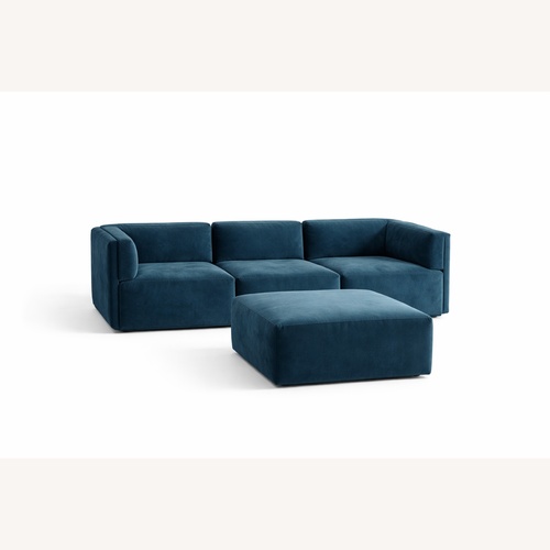 Used West Elm Arianna Ink Blue Velvet Modular for sale on AptDeco