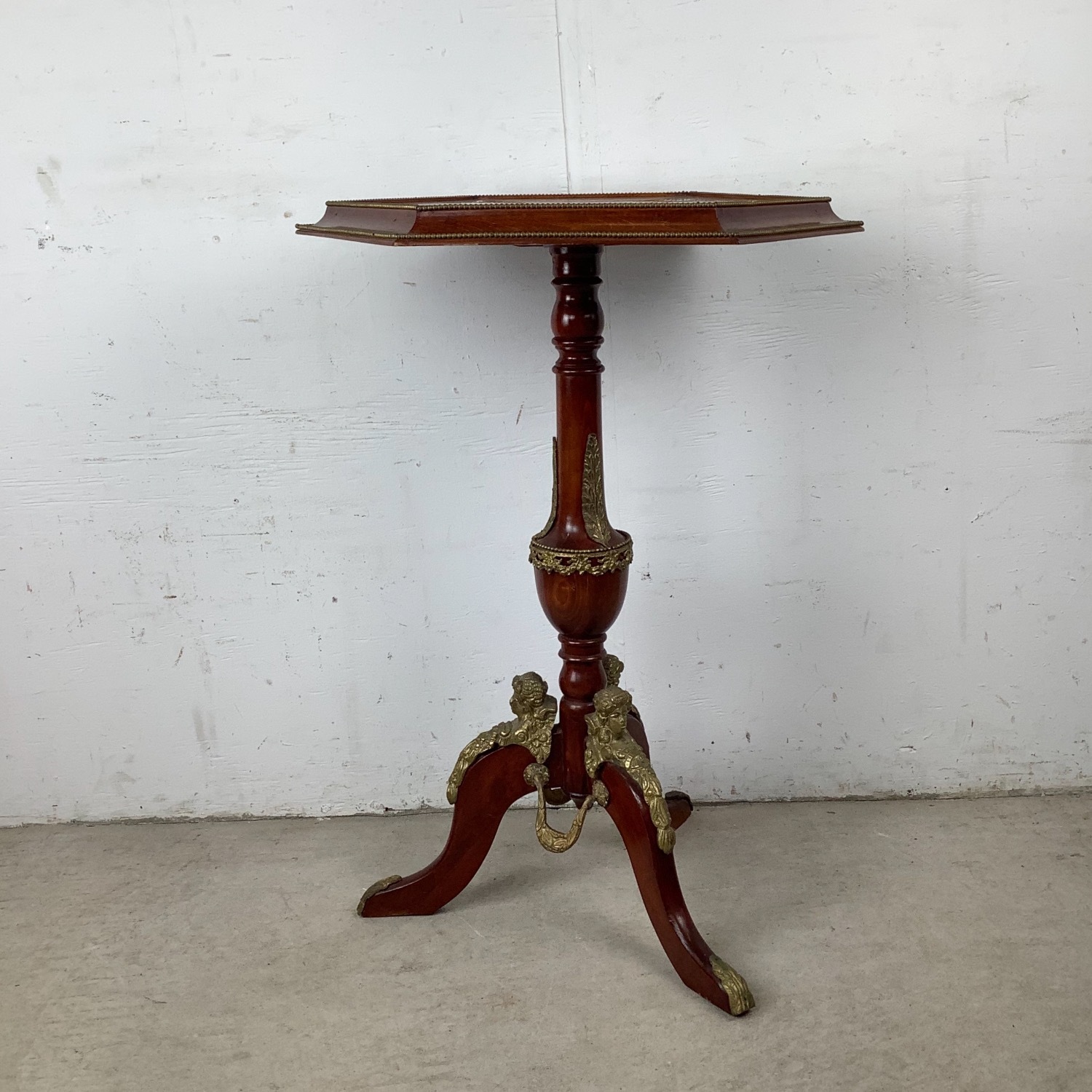 Decorative Pedestal Table with Figural Brass - image-8