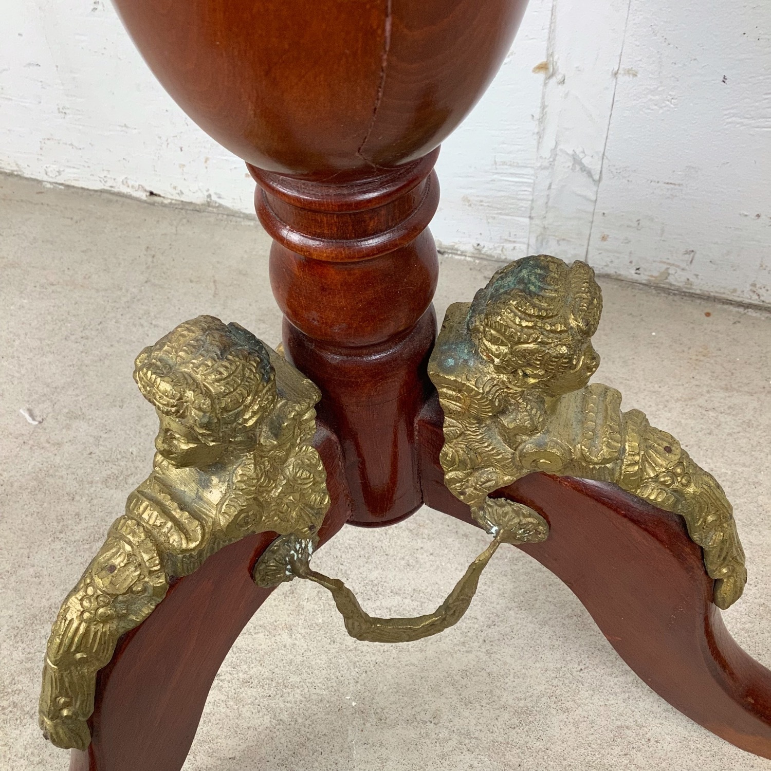 Decorative Pedestal Table with Figural Brass - image-15