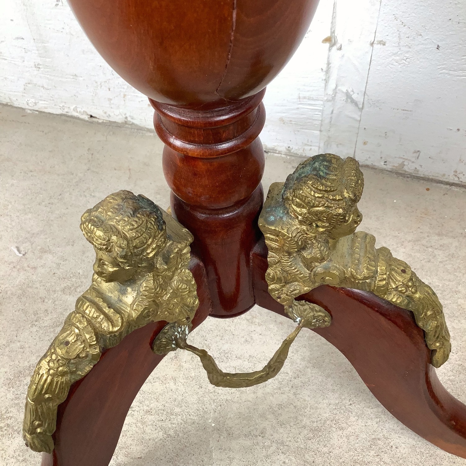 Decorative Pedestal Table with Figural Brass - image-13