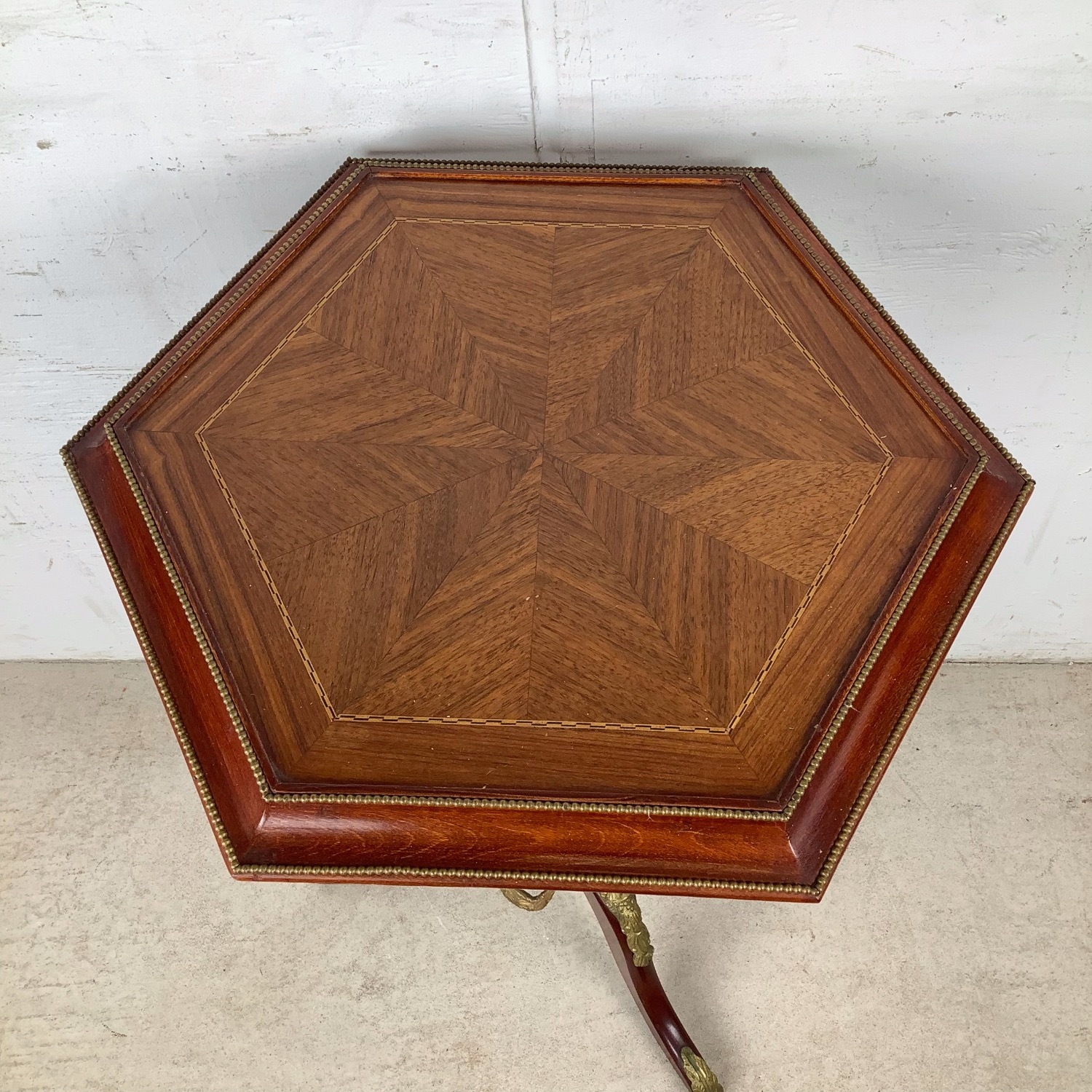 Decorative Pedestal Table with Figural Brass - image-6