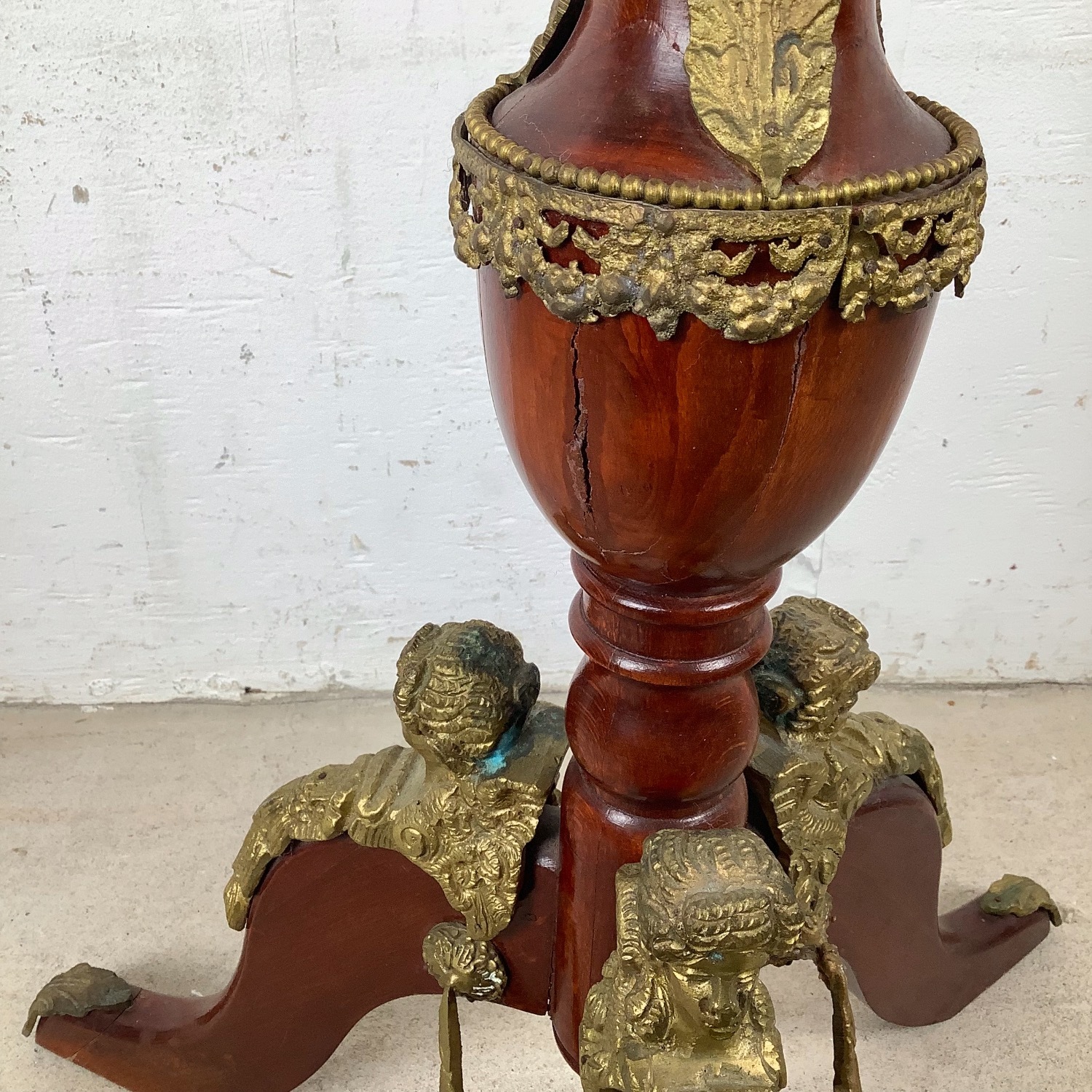 Decorative Pedestal Table with Figural Brass - image-3