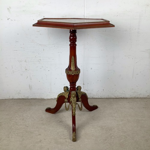 Used Decorative Pedestal Table with Figural Brass for sale on AptDeco