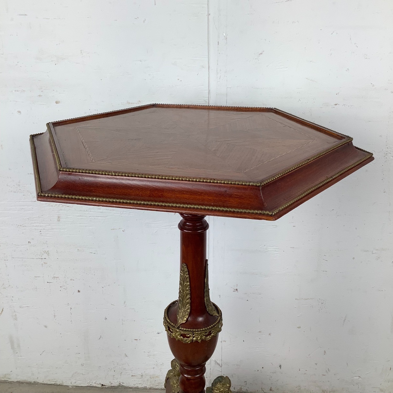 Decorative Pedestal Table with Figural Brass - image-4