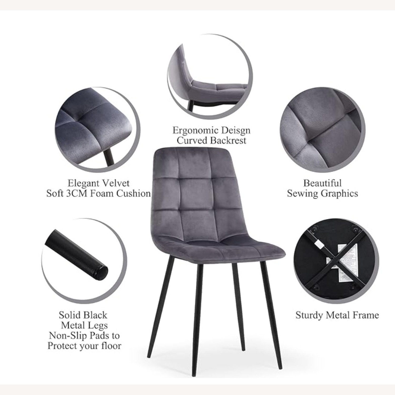 Amazon Dark Gray Metal Dining Chairs - image-0