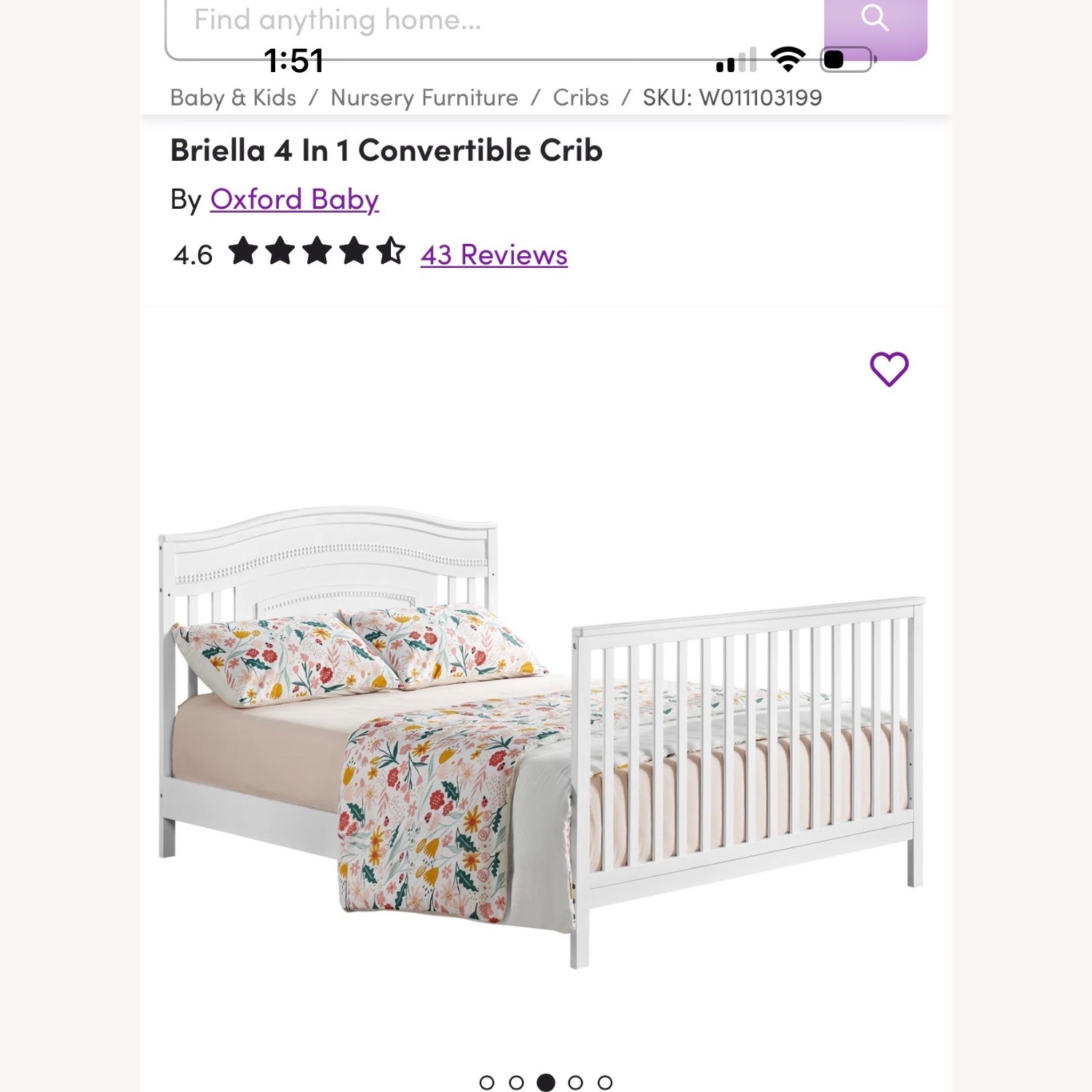 Briella 4-1 Convertible Crib White Wood Crib - image-6