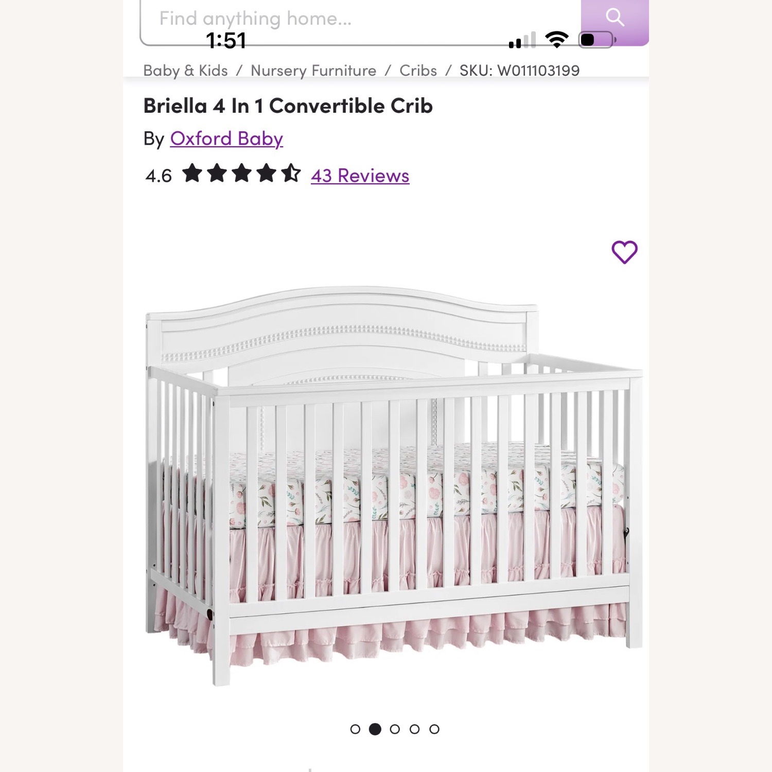 Briella 4-1 Convertible Crib White Wood Crib - image-5