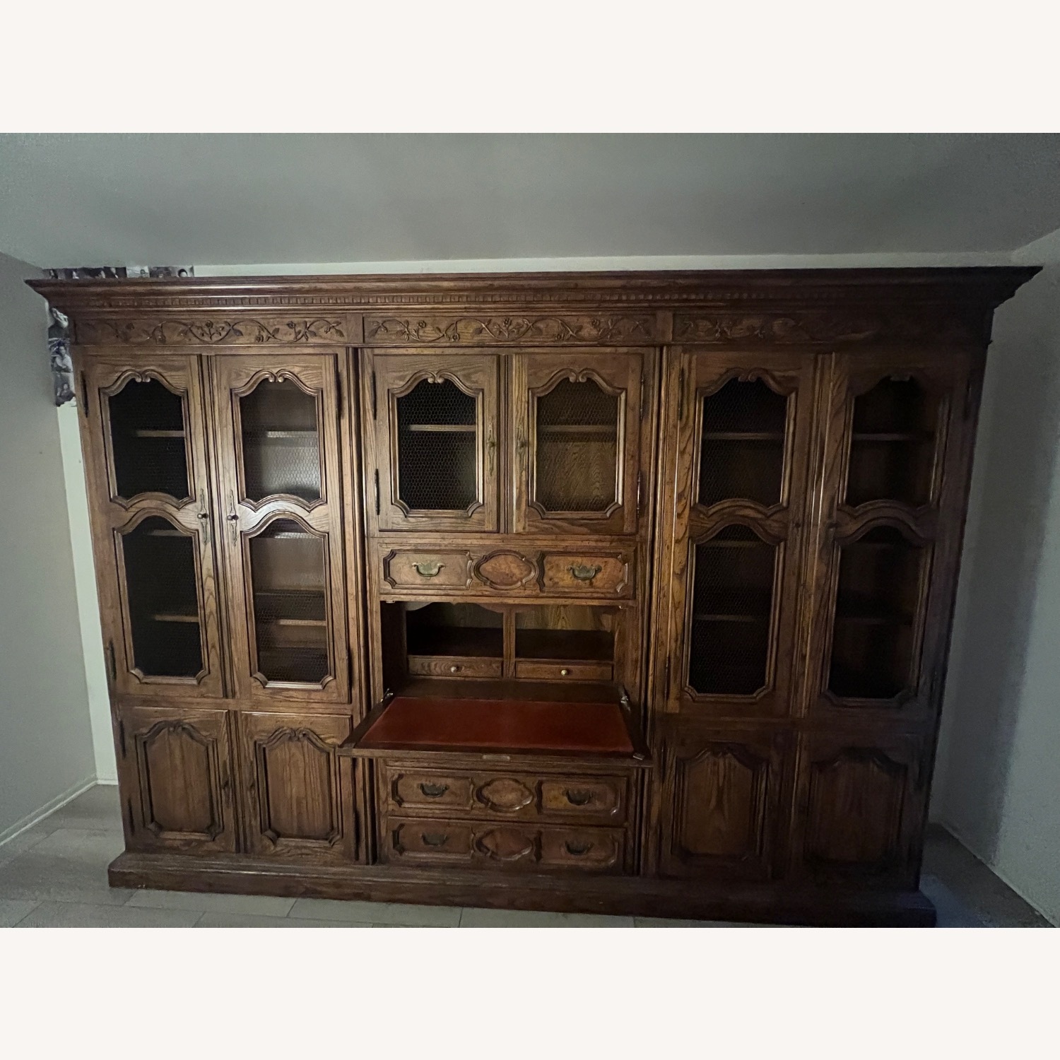 Baker Furniture Dark Brown Wood Wall Unit - image-0