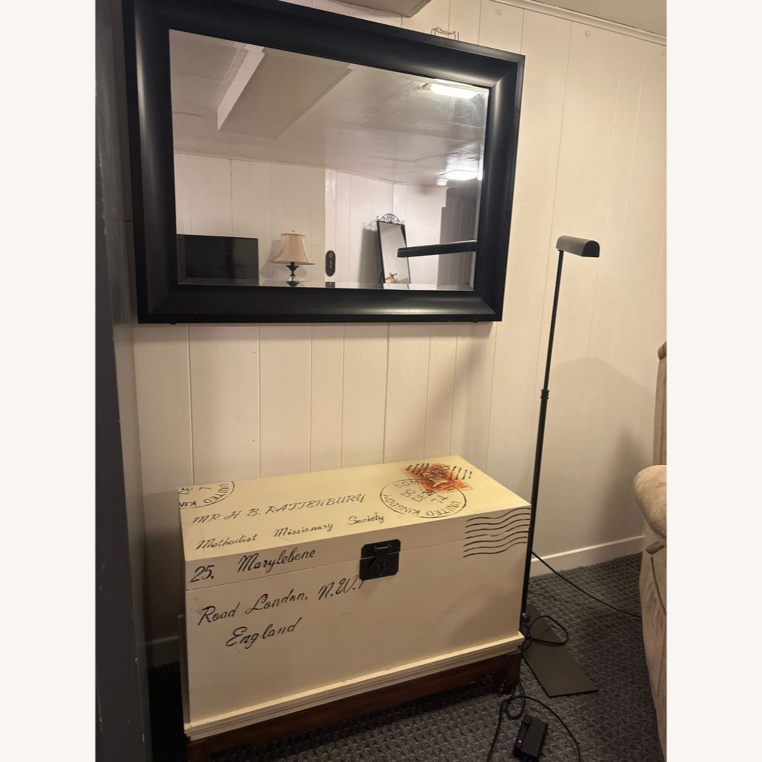 Postage Motif Wood Storage Trunk on Stand	 - image-1