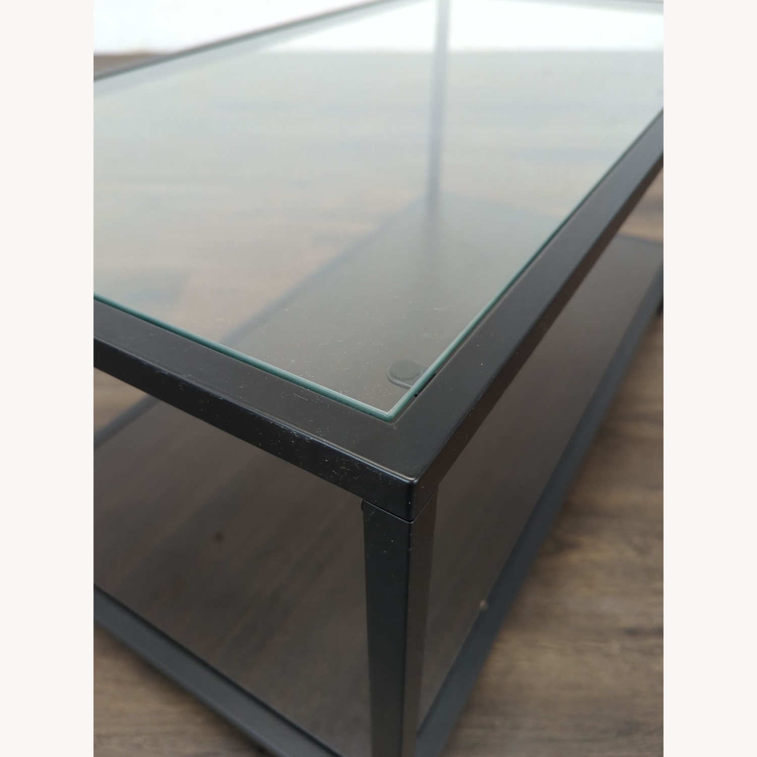 Glass Top Metal Coffee Table with Shelf - image-5
