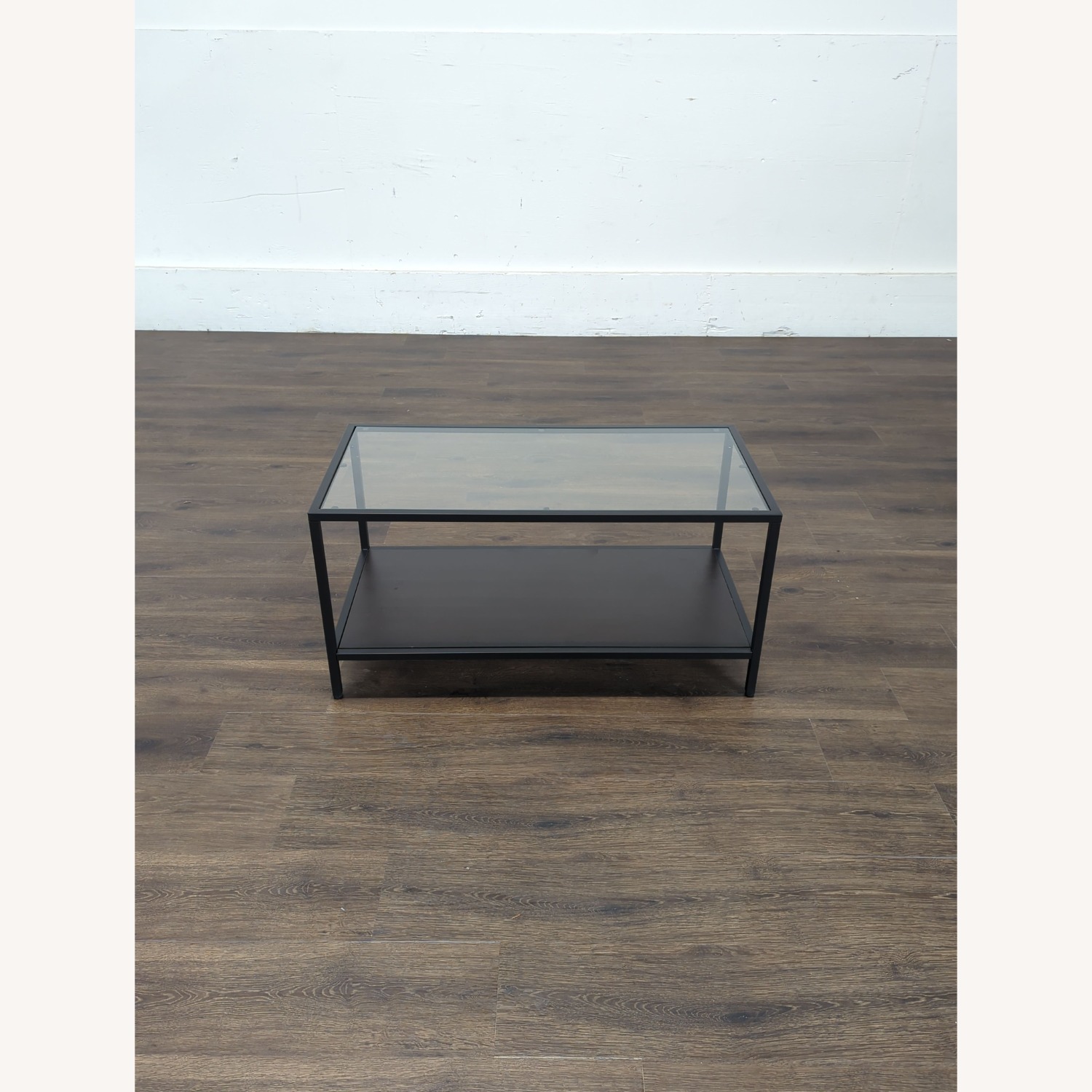 Glass Top Metal Coffee Table with Shelf - image-0