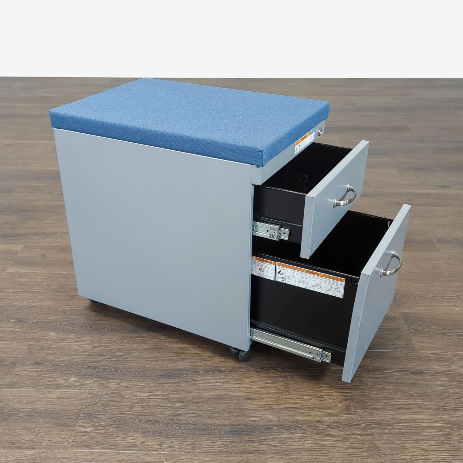 2-Drawer Mobile File Cabinet with Blue Cushion Top - image-1