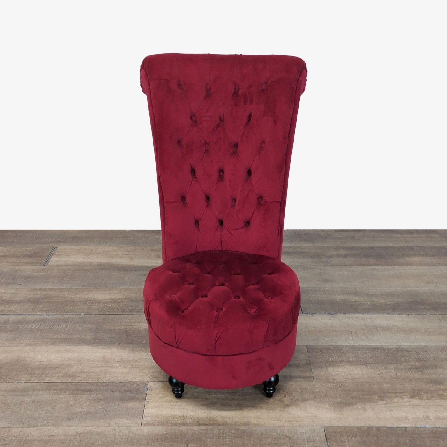 Modern High Back Accent Chair in Red Velvet - image-0