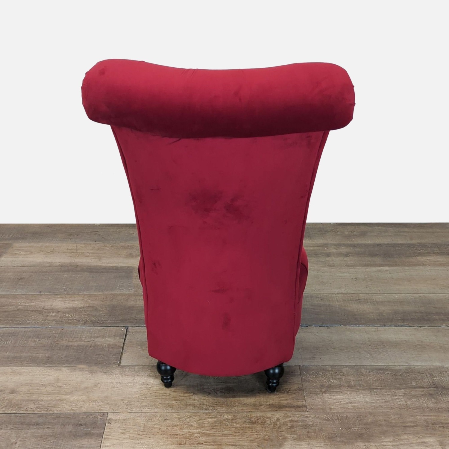 Modern High Back Accent Chair in Red Velvet - image-3