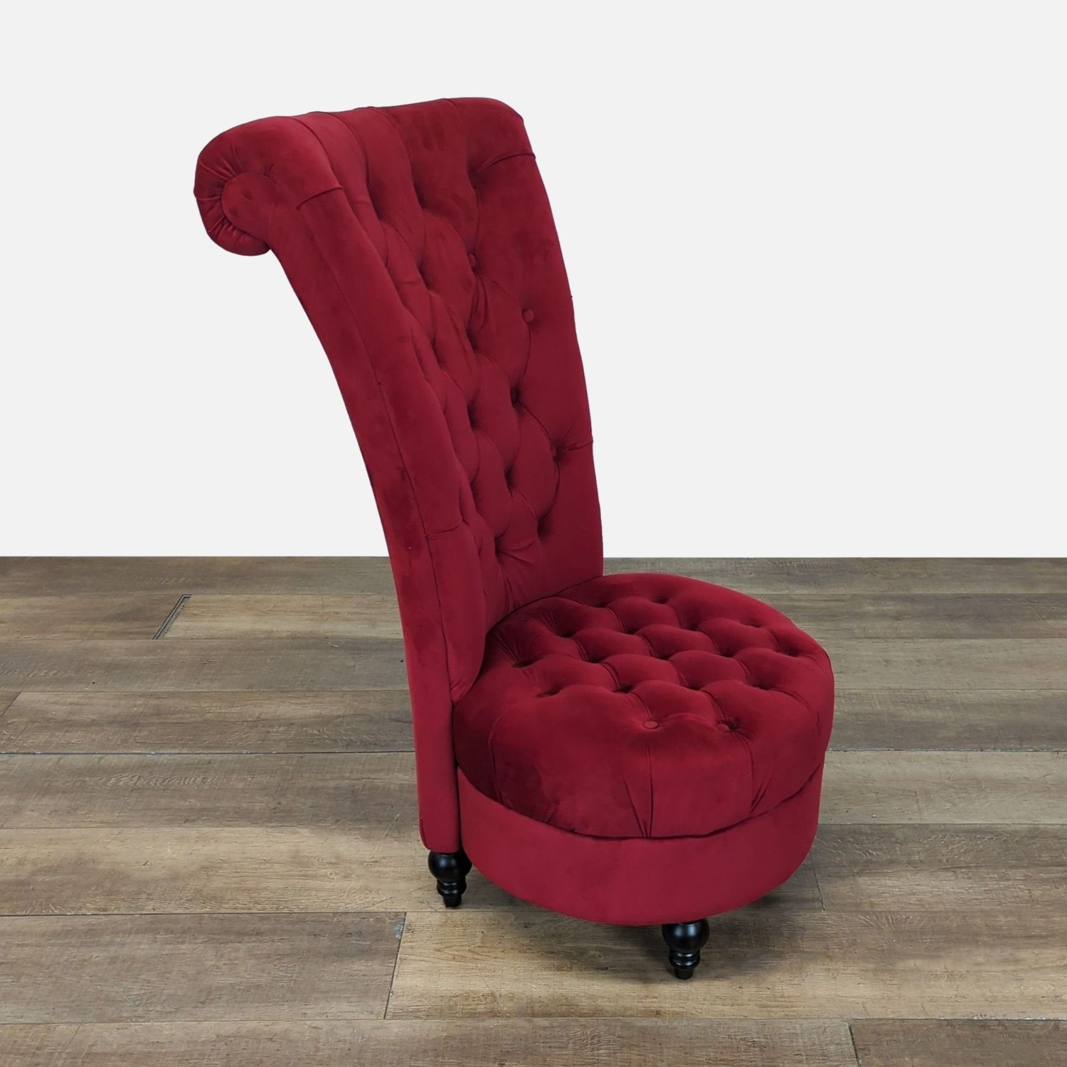 Modern High Back Accent Chair in Red Velvet - image-2